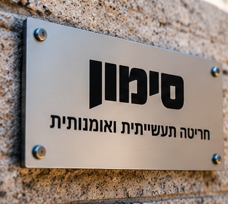 שלט שם חרוט על קיר אבן